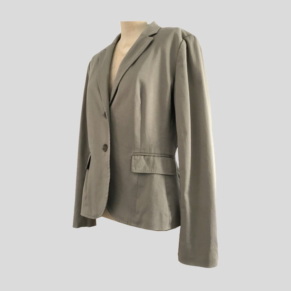 Banana Republic Neutral Gray Stretch Cotton Blazer Jacket Women's Size 8